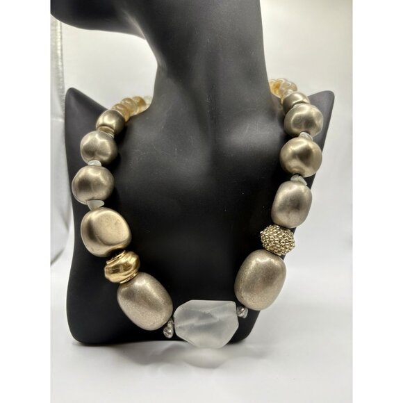 Chicos Bronze Unique Beaded Chunky Acrylic Statement Necklace - Picture 1 of 3
